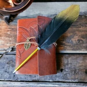 Eco leather journal W quill pen NWT